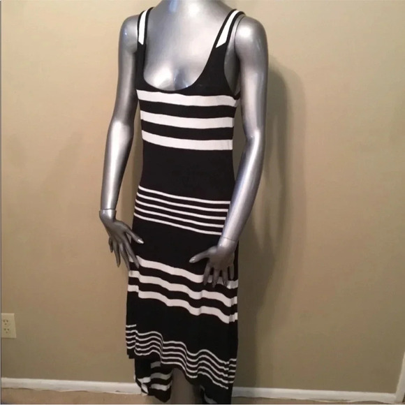 Rip Curl surf black/white striped maxi viscose dress suze large - Picture 5 of 7